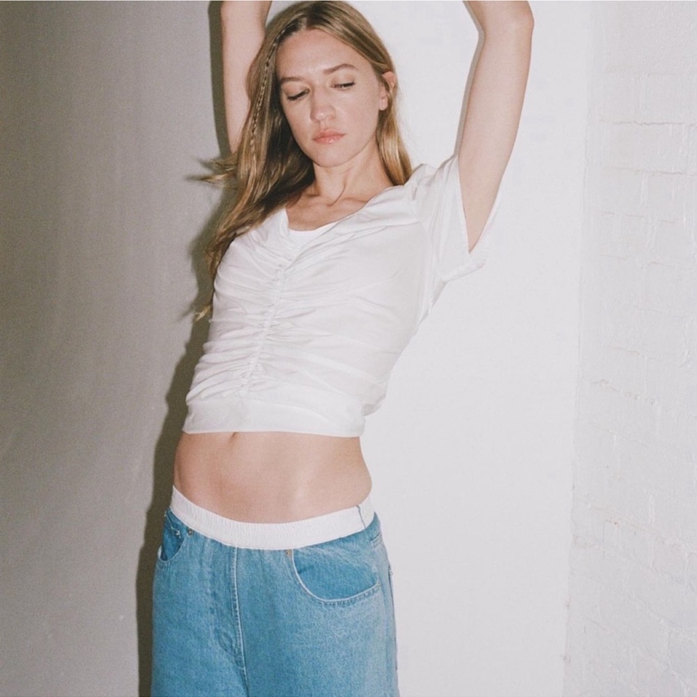 ‼️SOLD‼️Thakoon Smocked Waist Wide Leg Denim Indigo Jean NWT